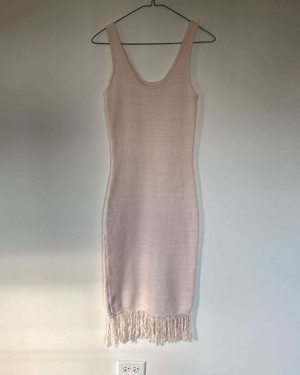 Future Collective with Alani Noelle Crochet Fringe Hem Knit Midi Dress Size S